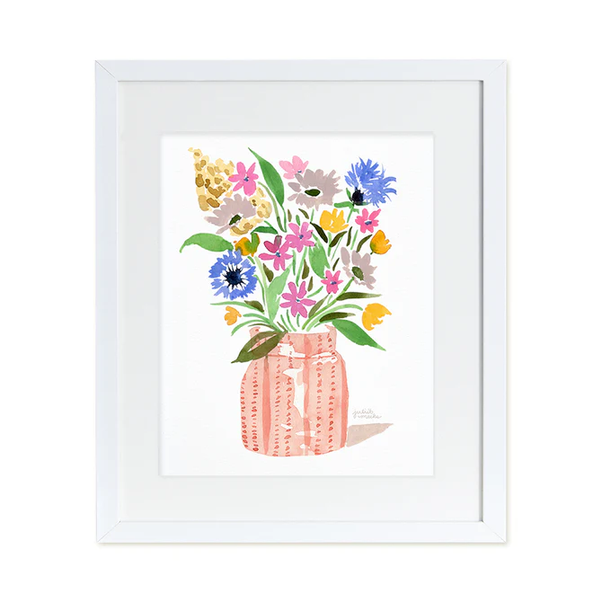 Buds in Striped Vase - Fine Art Print